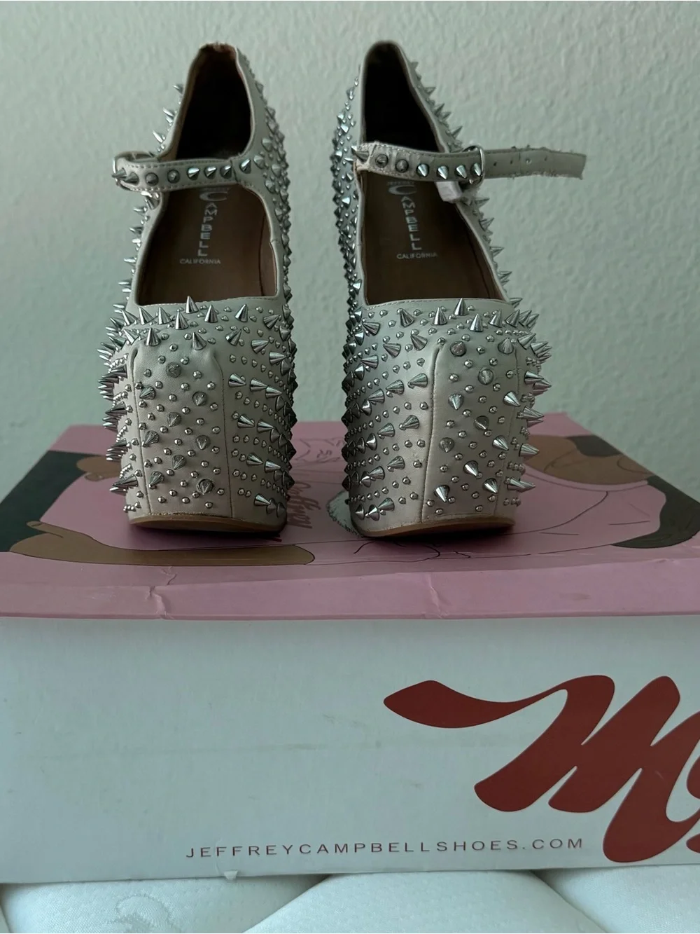 Jeffrey Campbell Silver Spike Mary Jane Platforms
